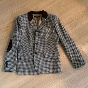 Brooks Brothers Gray & Brown Houndstooth Blazer with Brown Trim - WORN TWICE